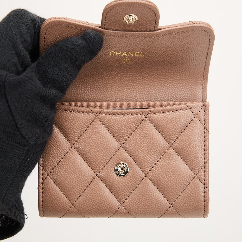 Chanel CF雙層卡包/焦糖奶茶色-15