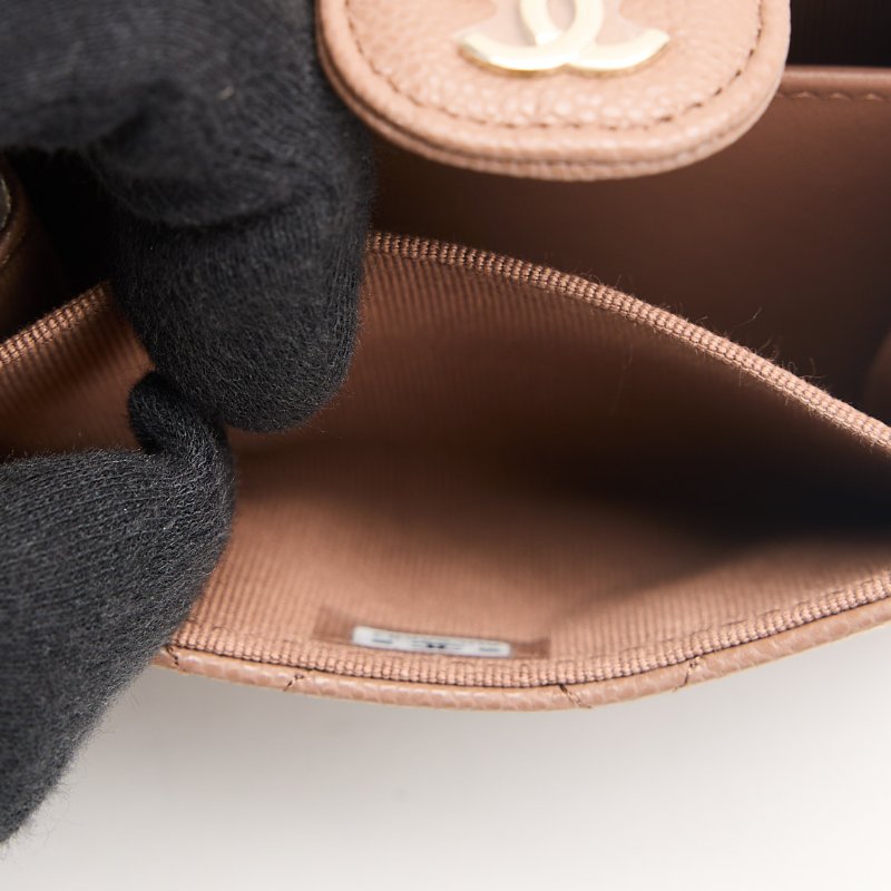 Chanel CF雙層卡包/焦糖奶茶色-18