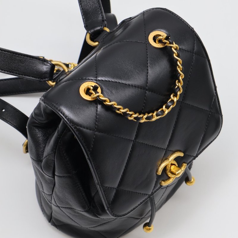 CHANEL 24S字母鍊後背包 - 黑金-5