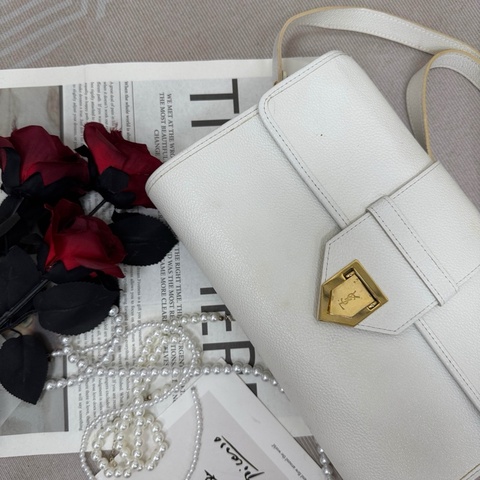 SAINT LAURENT 白色復古經典款肩背包