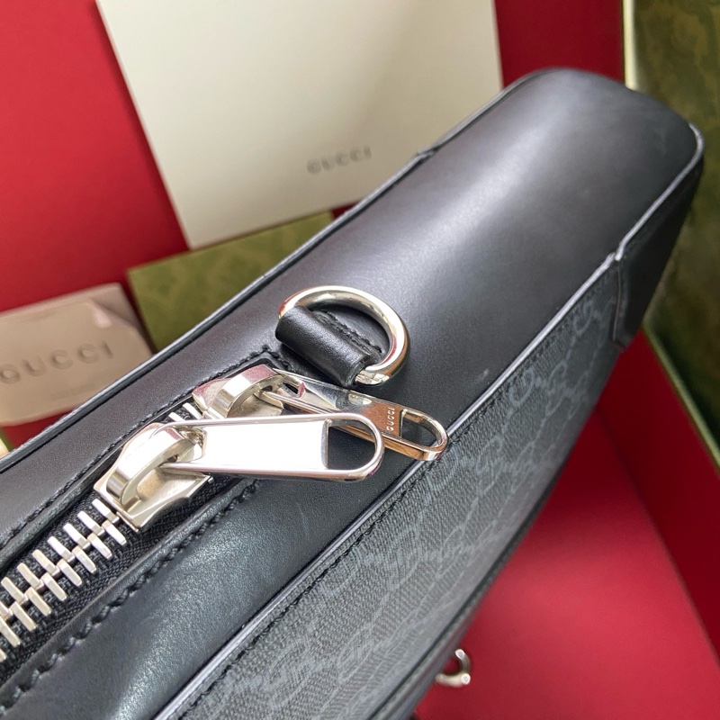 全新Gucci 古馳 黑灰老花公文包GG Supreme-9