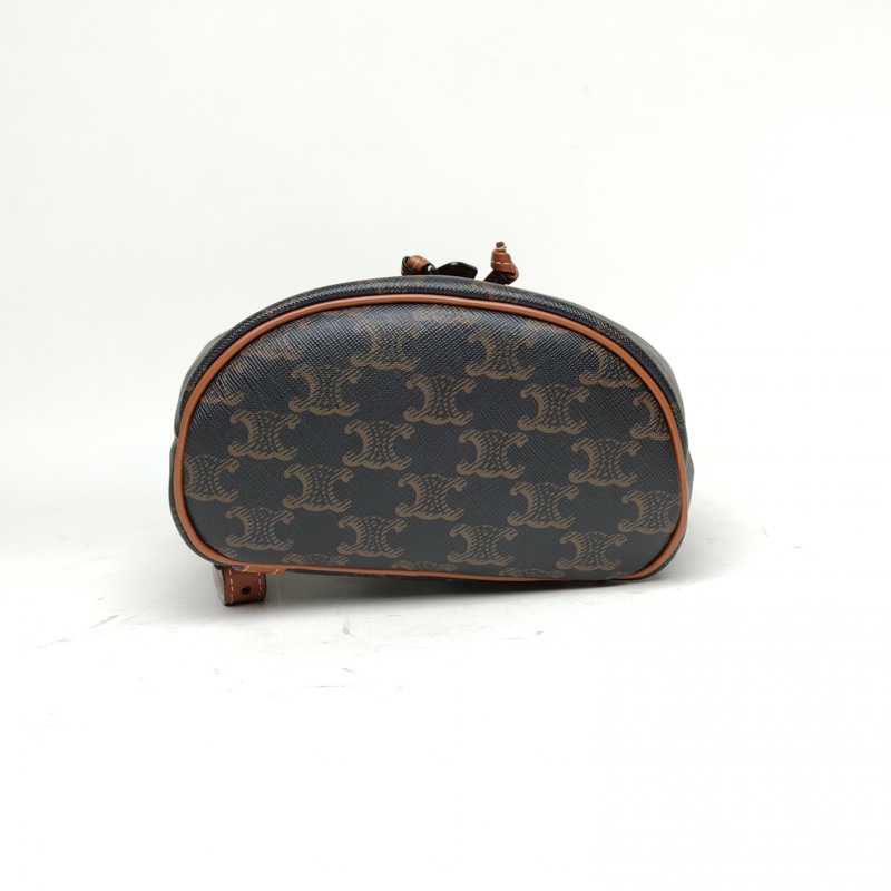 CELINE Folco抽繩雙肩包Mini迷你褐色PVC老花-3