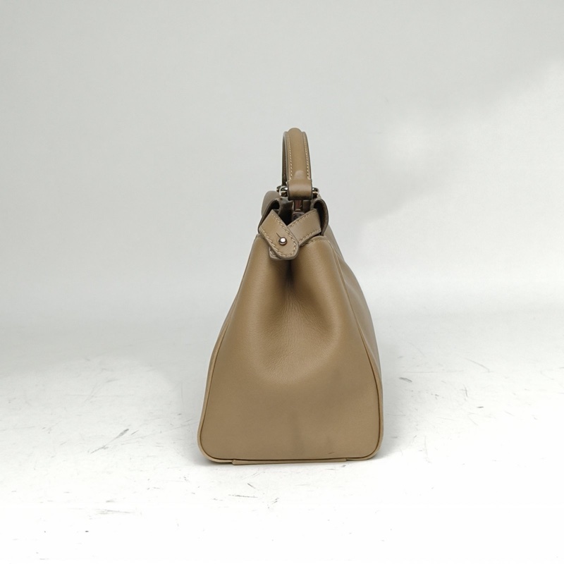 FENDI PEEKABOOMini23cm褐色牛皮銀扣肩背包-1