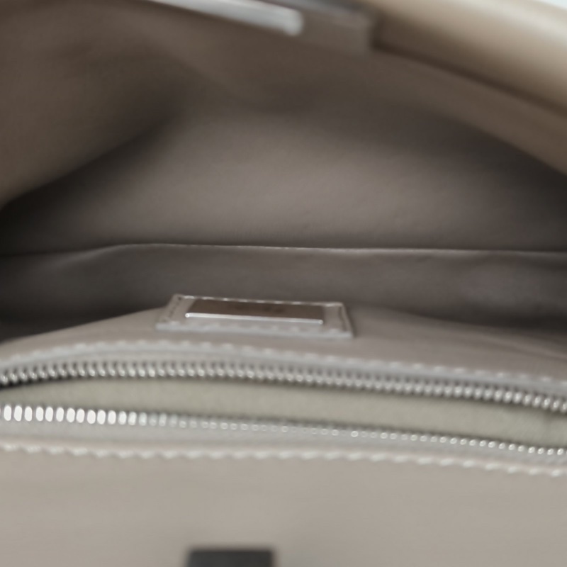 FENDI PEEKABOOMini23cm褐色牛皮銀扣肩背包-5