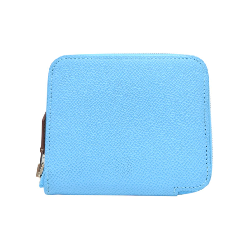 糖果藍 Epsom牛皮 Azap Silk'In Compact 短夾 U刻【HERMES 愛馬仕】-1