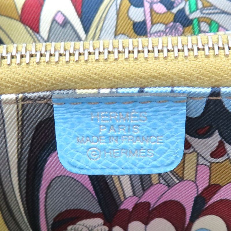 糖果藍 Epsom牛皮 Azap Silk'In Compact 短夾 U刻【HERMES 愛馬仕】-5