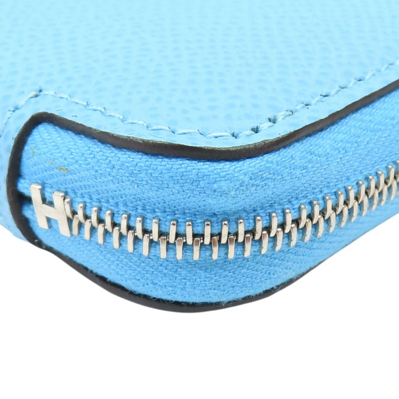 糖果藍 Epsom牛皮 Azap Silk'In Compact 短夾 U刻【HERMES 愛馬仕】-8