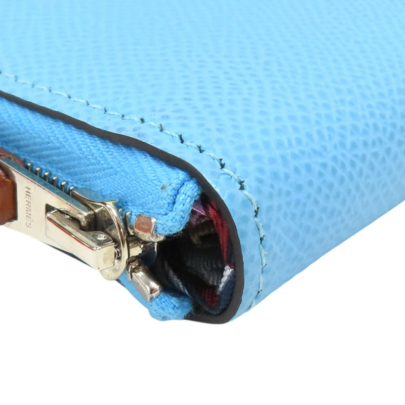 糖果藍 Epsom牛皮 Azap Silk'In Compact 短夾 U刻【HERMES 愛馬仕】-9