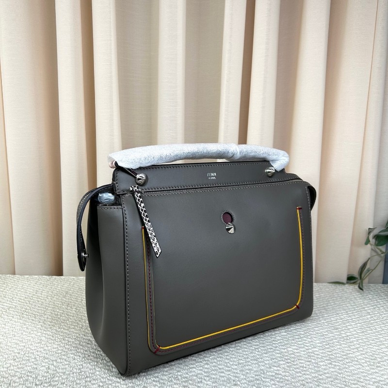 FENDI芬迪DOTCOM系列牛皮手提包 蛇皮肩帶 可單肩可斜挎可手提 容量大 日常通勤很合適-2