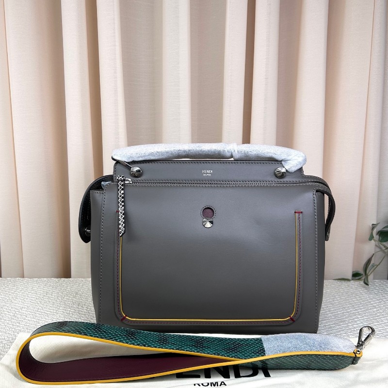 FENDI芬迪DOTCOM系列牛皮手提包 蛇皮肩帶 可單肩可斜挎可手提 容量大 日常通勤很合適-5