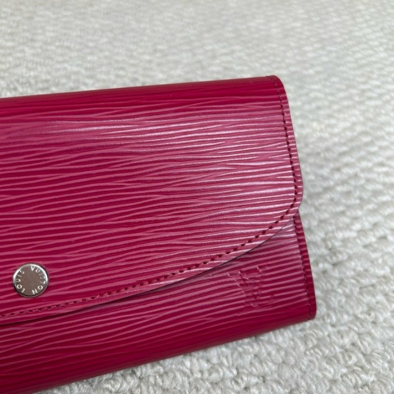 LV路易威登水波纹長款錢包 玫紅色 卡位多 容量大 日常實用-2