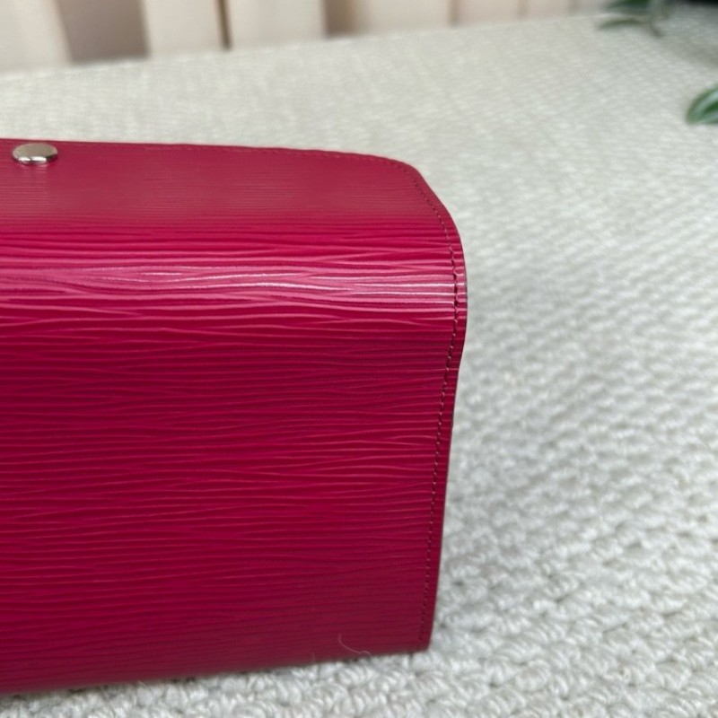 LV路易威登水波纹長款錢包 玫紅色 卡位多 容量大 日常實用-4