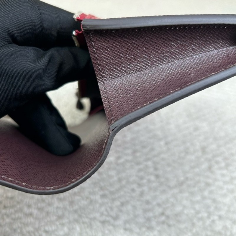 LV路易威登水波纹長款錢包 玫紅色 卡位多 容量大 日常實用-11