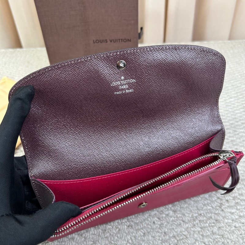 LV路易威登水波纹長款錢包 玫紅色 卡位多 容量大 日常實用-12