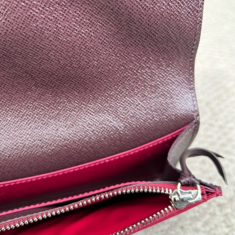 LV路易威登水波纹長款錢包 玫紅色 卡位多 容量大 日常實用-16