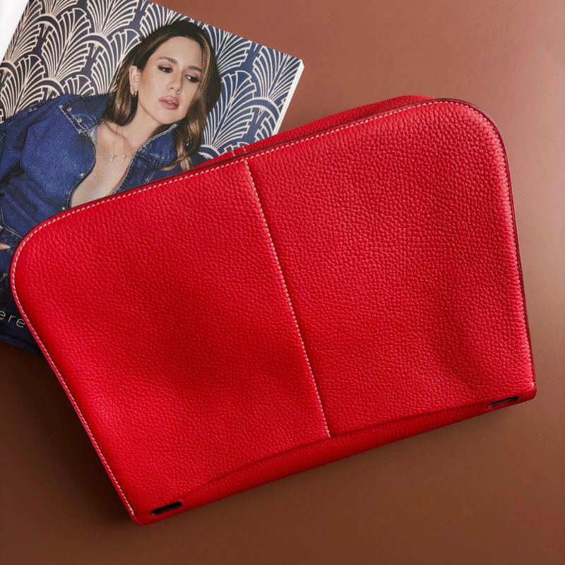 C刻:: HALZAN 31 ::HERMES 愛馬仕:: 紅色銀釦斜背包 肩背包 手提包-1