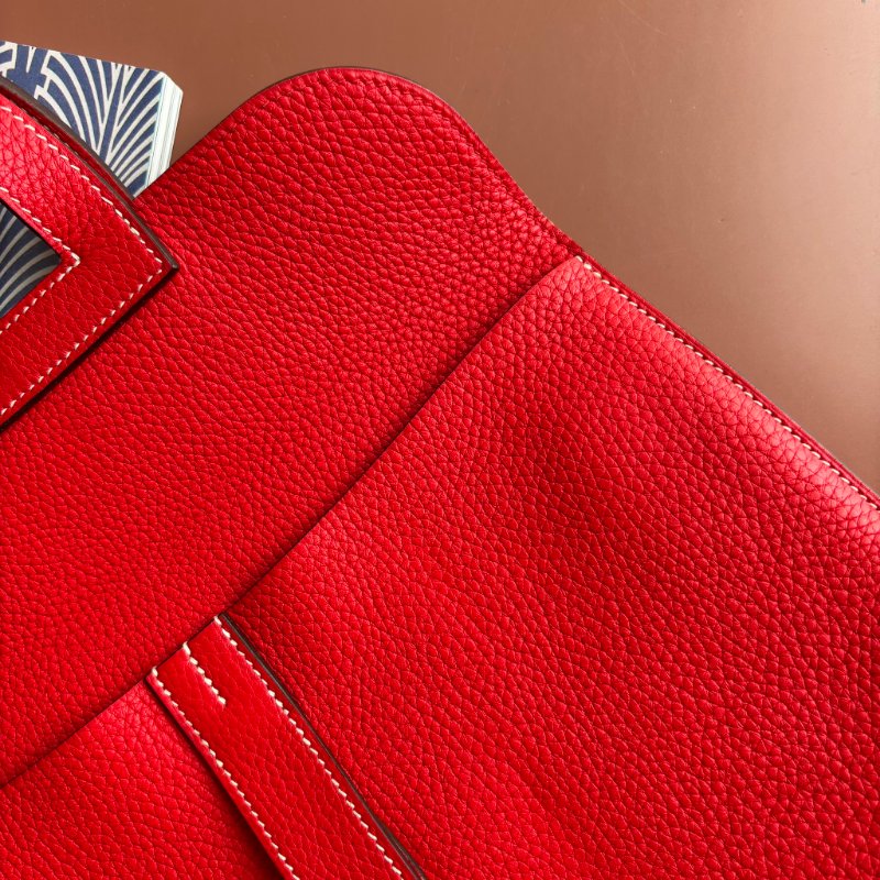 C刻:: HALZAN 31 ::HERMES 愛馬仕:: 紅色銀釦斜背包 肩背包 手提包-6