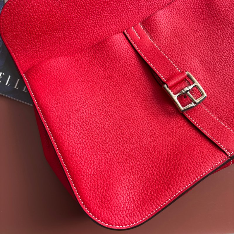 C刻:: HALZAN 31 ::HERMES 愛馬仕:: 紅色銀釦斜背包 肩背包 手提包-8