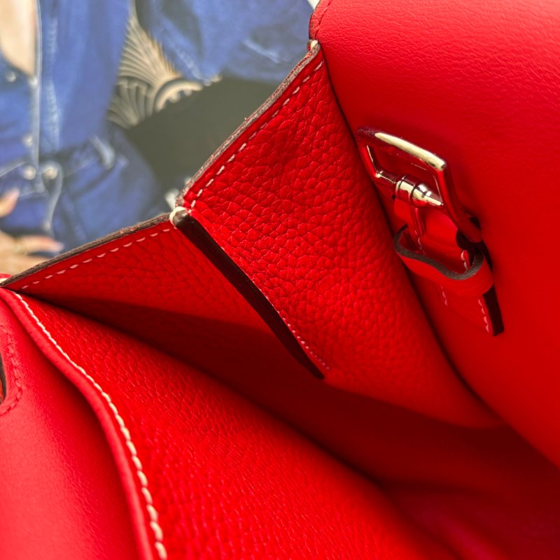 C刻:: HALZAN 31 ::HERMES 愛馬仕:: 紅色銀釦斜背包 肩背包 手提包-12