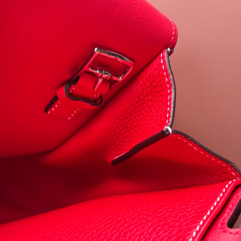 C刻:: HALZAN 31 ::HERMES 愛馬仕:: 紅色銀釦斜背包 肩背包 手提包-13