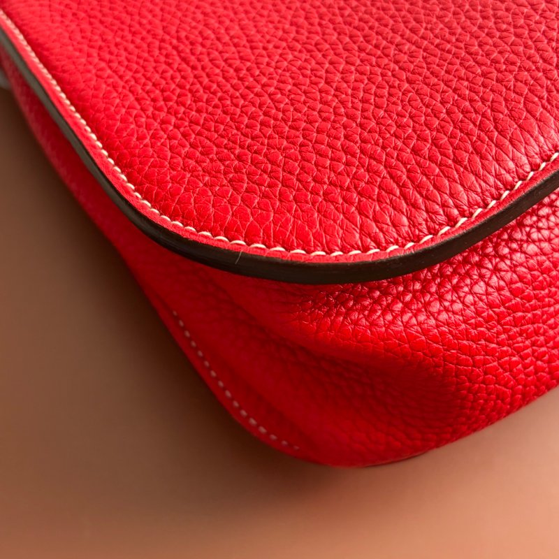 C刻:: HALZAN 31 ::HERMES 愛馬仕:: 紅色銀釦斜背包 肩背包 手提包-21