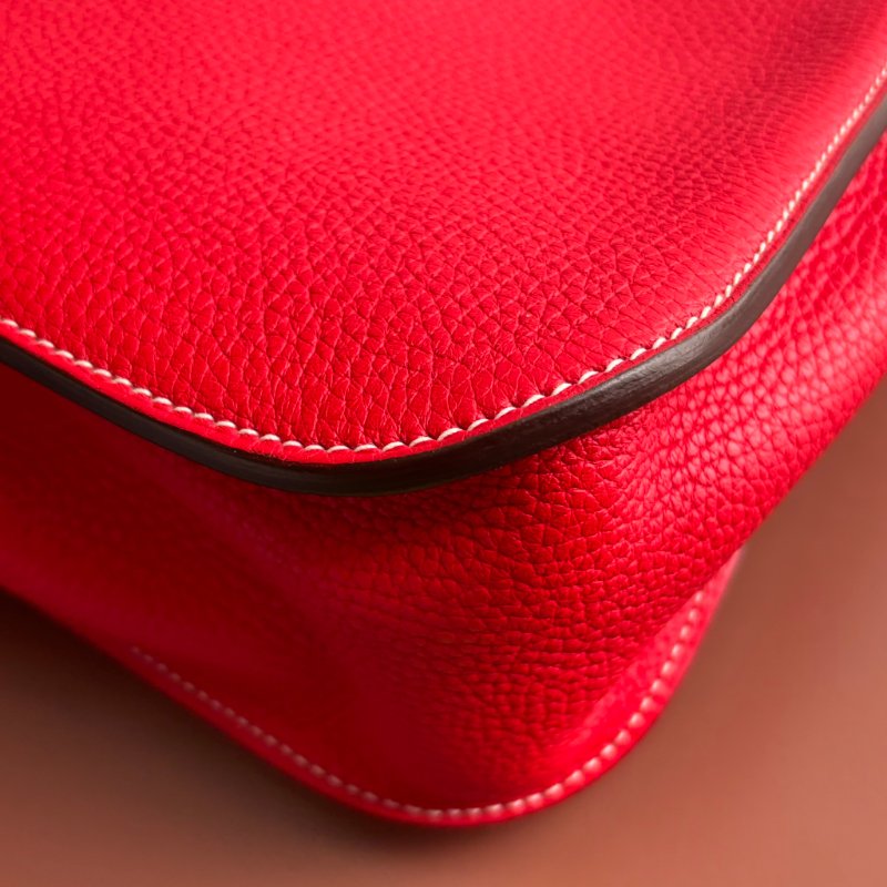 C刻:: HALZAN 31 ::HERMES 愛馬仕:: 紅色銀釦斜背包 肩背包 手提包-22