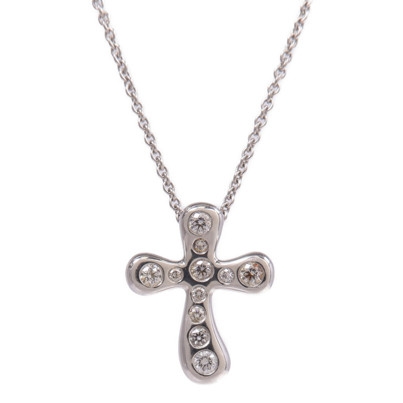 TIFFANY&CO PT950鉑金Elsa Peretti Cross Diamond鑽石項鍊-2