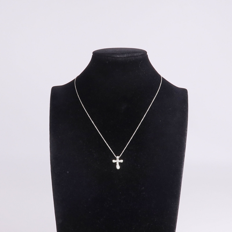 TIFFANY&CO PT950鉑金Elsa Peretti Cross Diamond鑽石項鍊-8