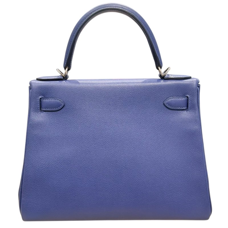 Hermès 愛馬仕 Kelly 28 手提/肩背包 Epsom 皮革 藍色 銀扣-1