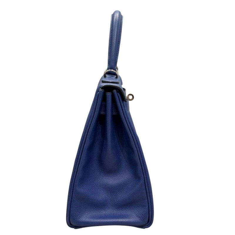 Hermès 愛馬仕 Kelly 28 手提/肩背包 Epsom 皮革 藍色 銀扣-2