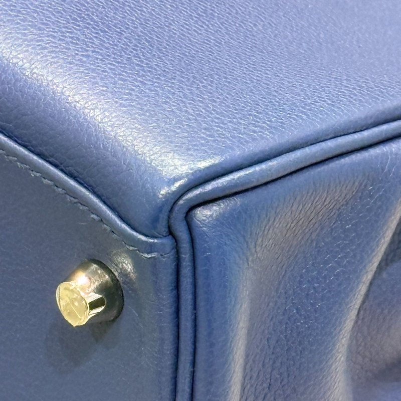 Hermès 愛馬仕 Kelly 28 手提/肩背包 Epsom 皮革 藍色 銀扣-4