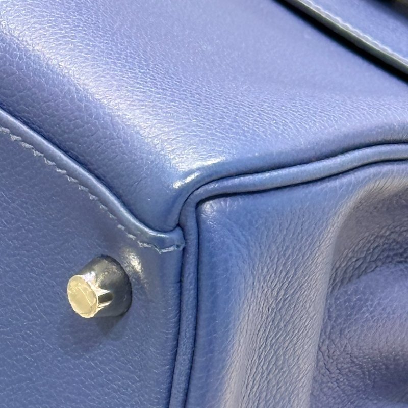 Hermès 愛馬仕 Kelly 28 手提/肩背包 Epsom 皮革 藍色 銀扣-5