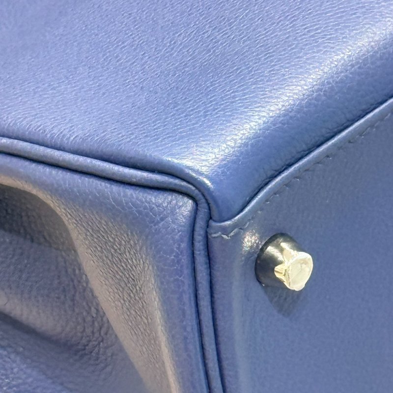 Hermès 愛馬仕 Kelly 28 手提/肩背包 Epsom 皮革 藍色 銀扣-6
