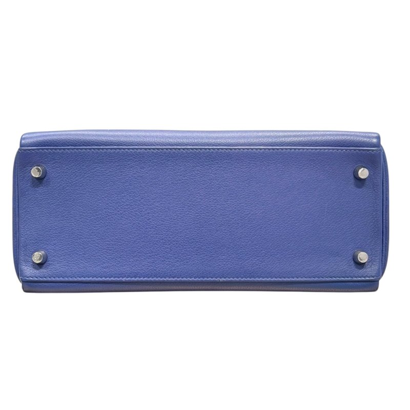Hermès 愛馬仕 Kelly 28 手提/肩背包 Epsom 皮革 藍色 銀扣-8