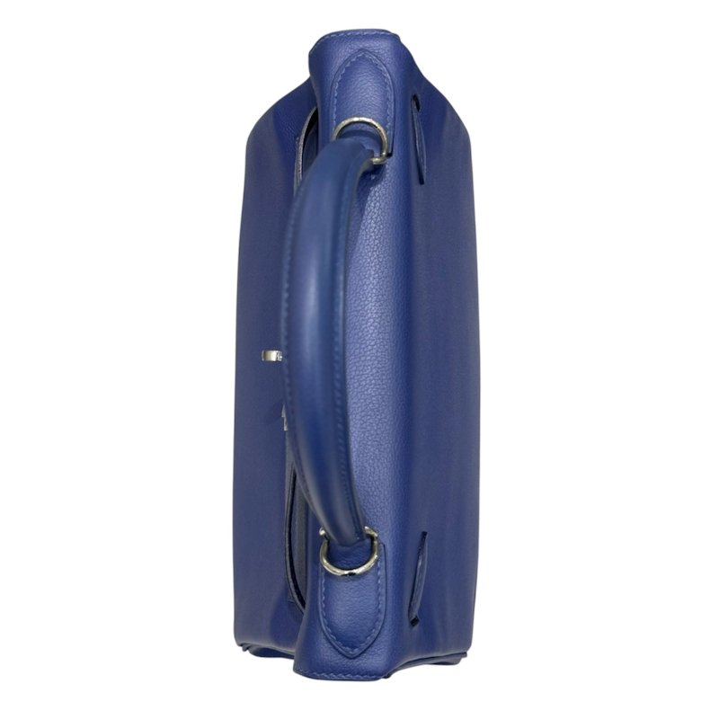 Hermès 愛馬仕 Kelly 28 手提/肩背包 Epsom 皮革 藍色 銀扣-9