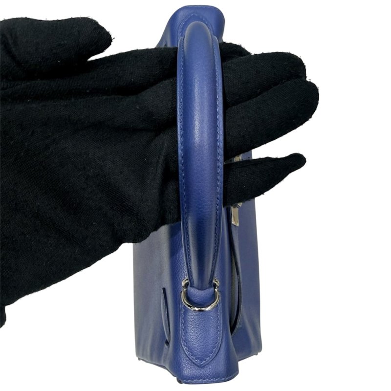 Hermès 愛馬仕 Kelly 28 手提/肩背包 Epsom 皮革 藍色 銀扣-10