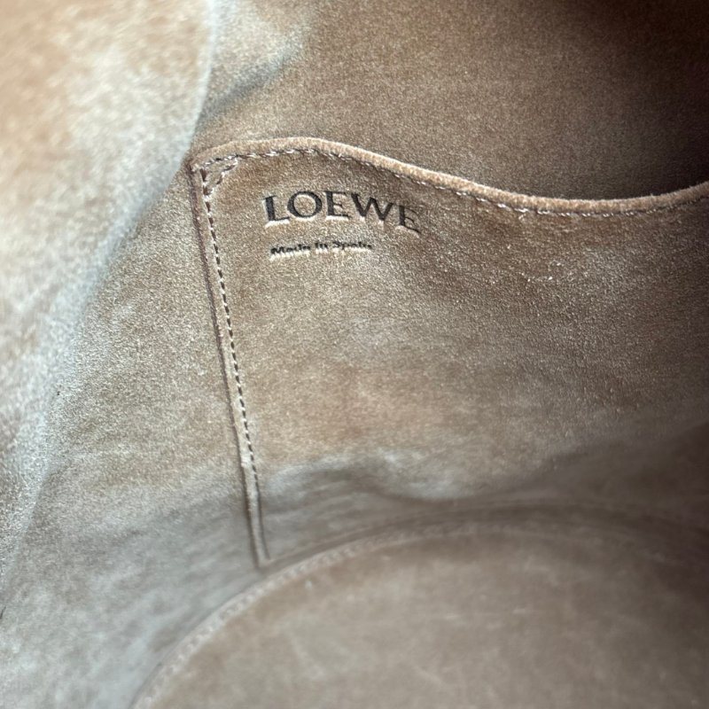 ::LOEWE:: Balloon 卡其色帆布拼接橄欖綠牛皮水桶包 氣球包  Canvas & Leather Bucket Bag-12