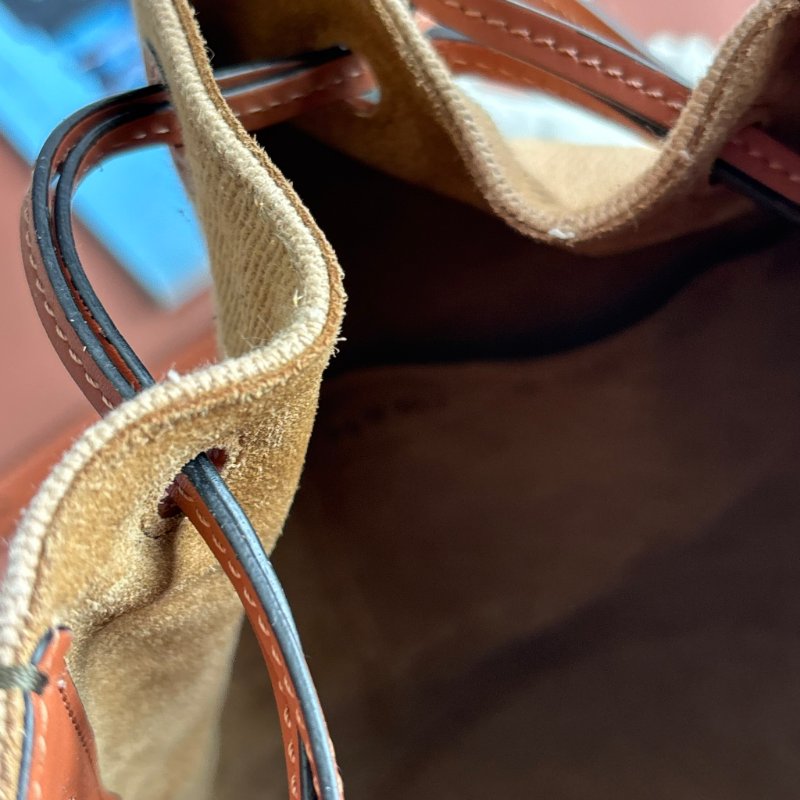 ::LOEWE:: Balloon 卡其色帆布拼接橄欖綠牛皮水桶包 氣球包  Canvas & Leather Bucket Bag-18