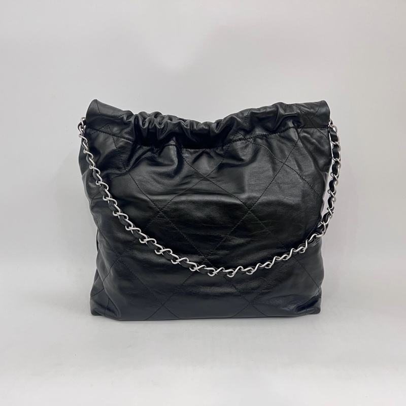 Chanel 黑牛皮銀釦22小號AS3260-1