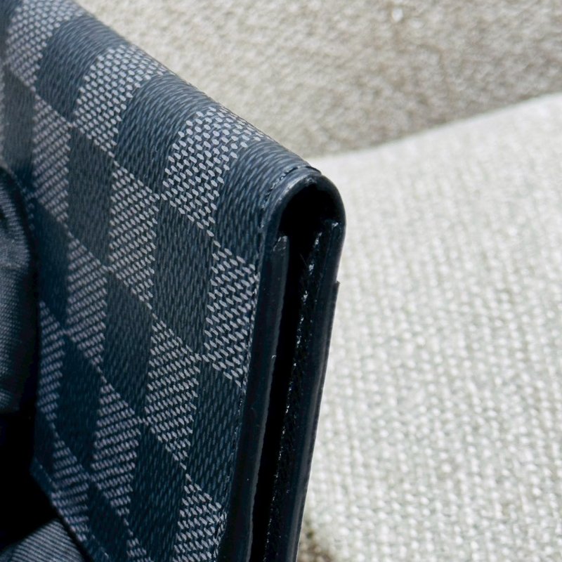 Louis Vuitton 黑 棋盤格 對折卡片夾-8