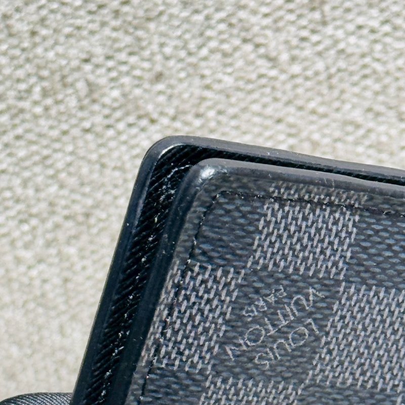 Louis Vuitton 黑 棋盤格 對折卡片夾-10