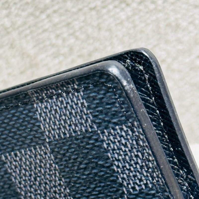 Louis Vuitton 黑 棋盤格 對折卡片夾-11