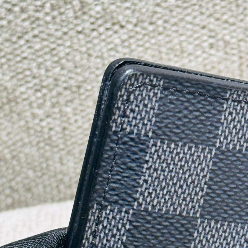 Louis Vuitton 黑 棋盤格 對折卡片夾-12