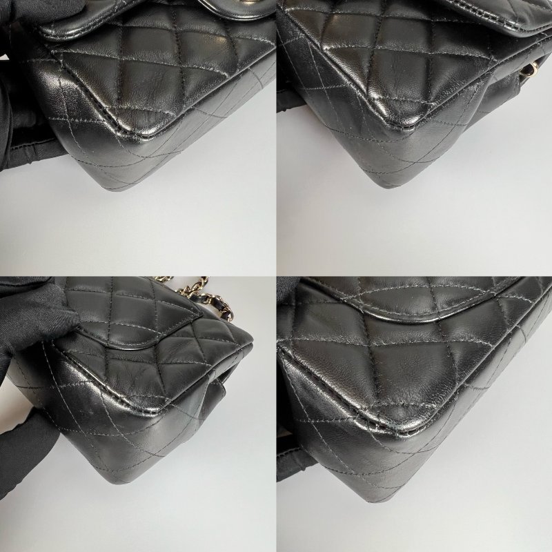 CHANEL CF20羊皮黑淡金鍊包 A69900/晶片款-10