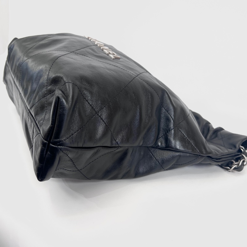 Chanel黑牛皮銀釦22小號肩背包As3260-3