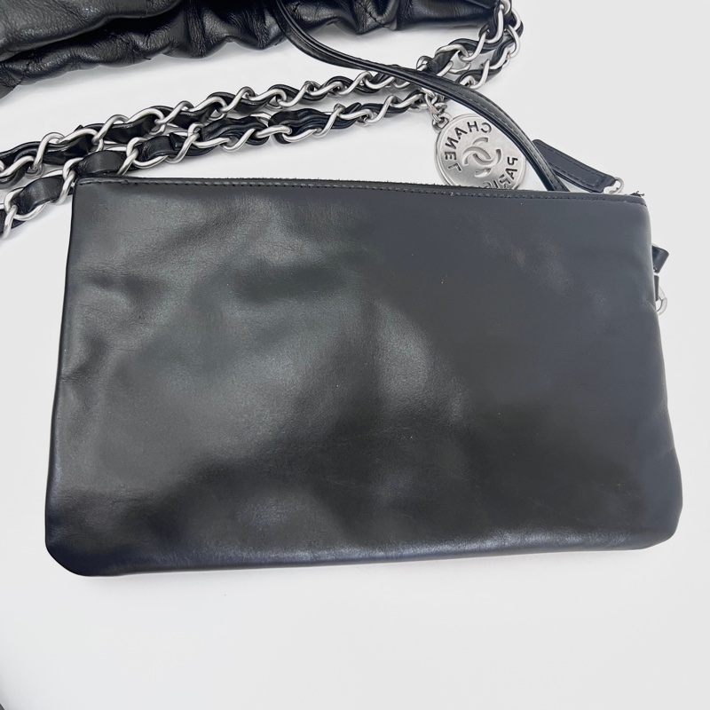 Chanel黑牛皮銀釦22小號肩背包As3260-16