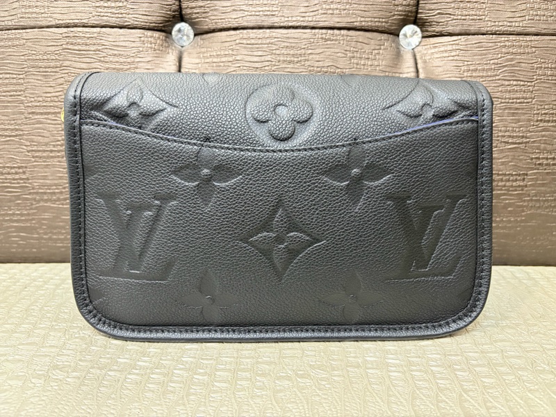 LV 黑牛皮壓紋金釦Diane手提肩斜背包M46386-2