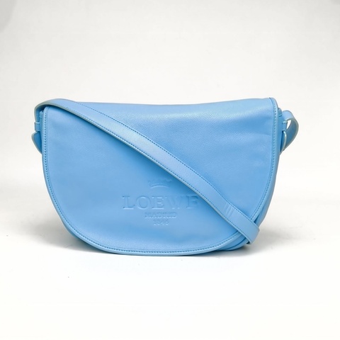 LOEWE 藍色牛皮馬鞍半月斜挎包
