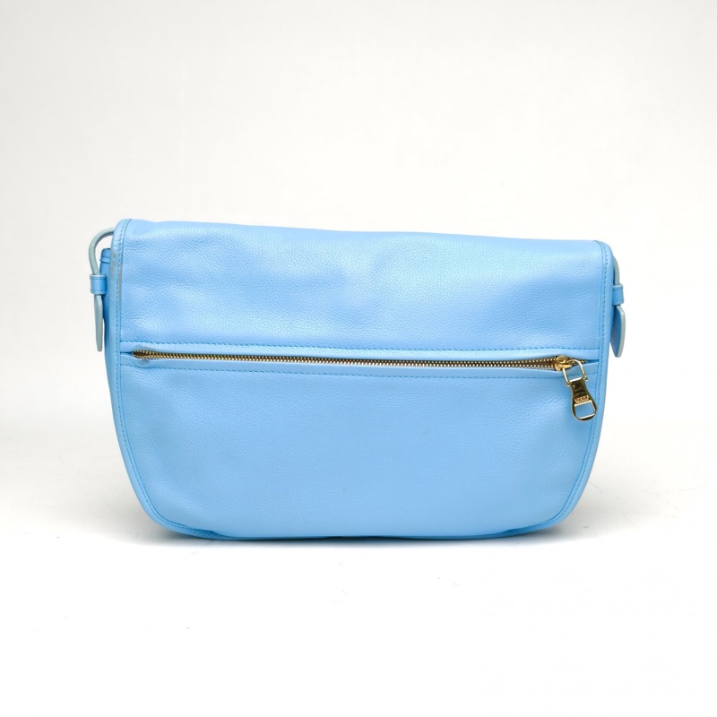 LOEWE 藍色牛皮馬鞍半月斜挎包-2