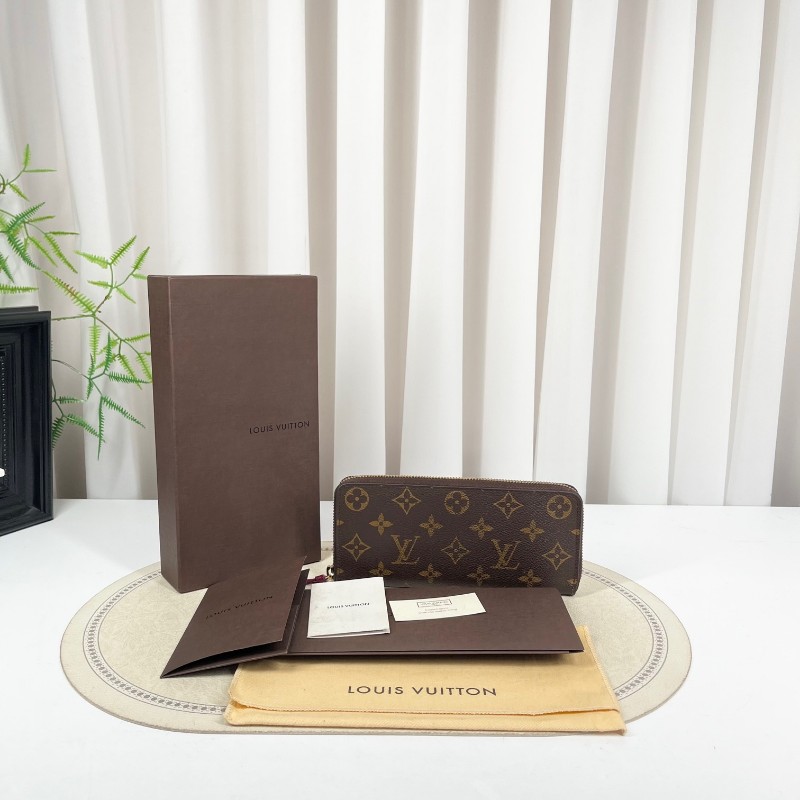 LV路易威登 長款老花拉鏈錢包 紅色內裡 內裡整潔 卡位多 容量大-1